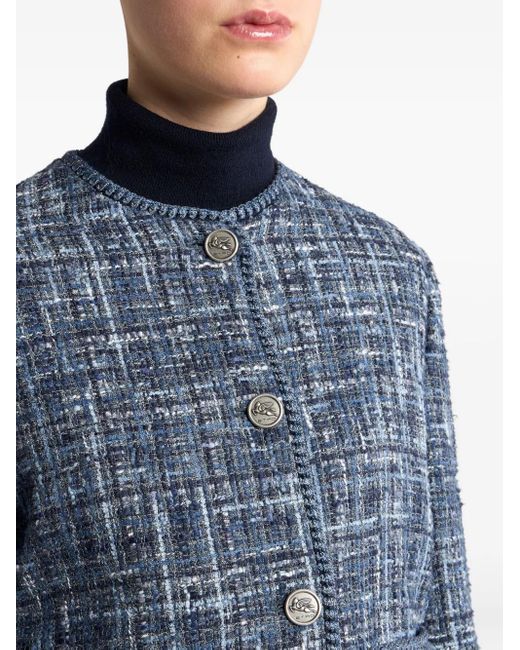 Etro Blue Logo-Button Jacket