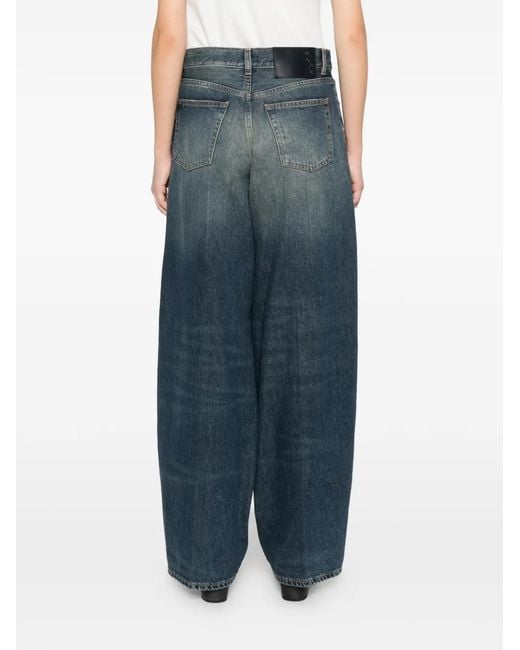Haikure Blue Bethany Front-Button Wide-Leg Jeans