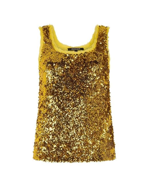Roberto Cavalli Yellow Sleeveless Top
