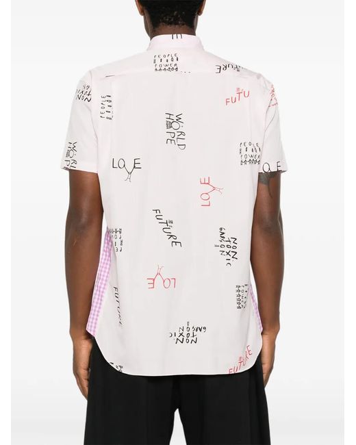Comme des Garçons Pink Chemise En Coton À Slogan Imprimé for men