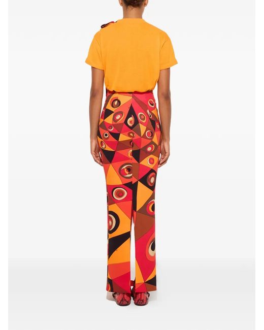 Emilio Pucci Red Occhi-Print Long Skirt