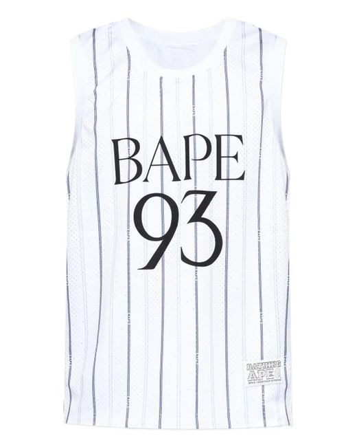 メンズ A Bathing Ape ストライプ トップ White