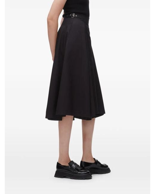 3.1 Phillip Lim Black Belted A-Line Midi Skirt