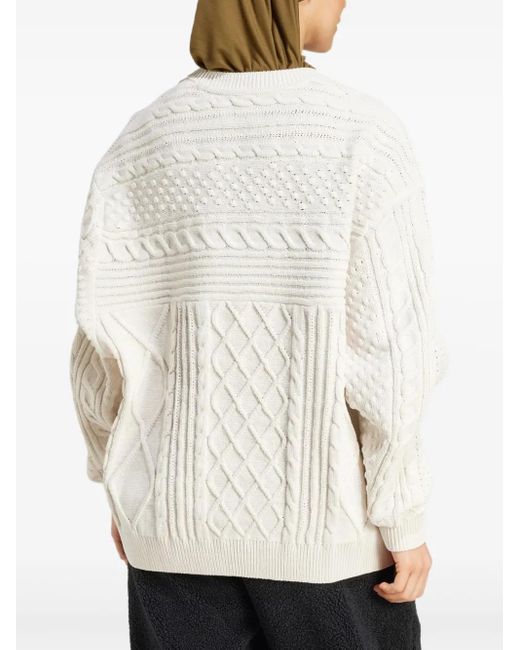 Adidas White Cable-Knit Sweater