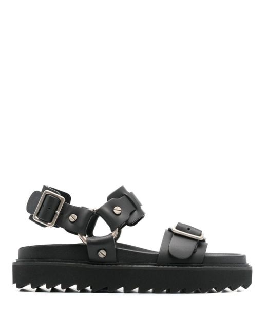 Acne Buckle-fastening Leather Sandals in het Black