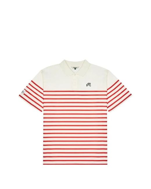 Malbon Golf Pink Striped-Pattern Polo Shirt for men