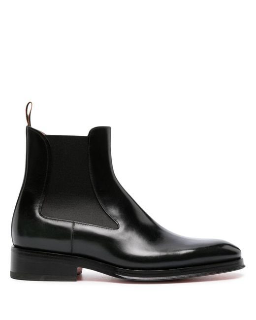Santoni Black 40mm Leather Chelsea Boots for men