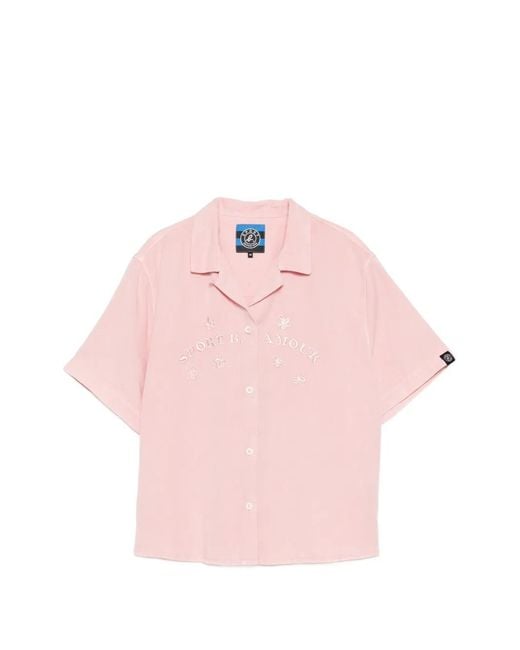 SPORT b. by agnès b. Pink Embroidered Short-Sleeve Shirt