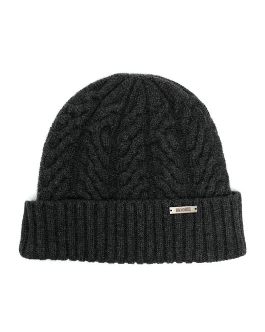 Moorer Black Logo-Plaque Cashmere Beanie