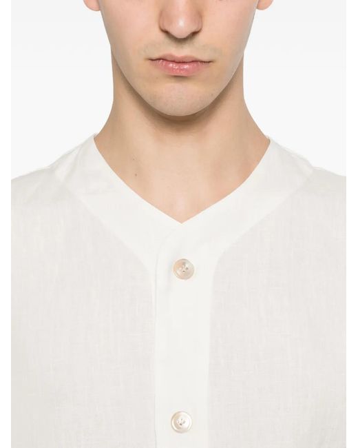 Eleventy White V-Neck Buttoned Shirt for men