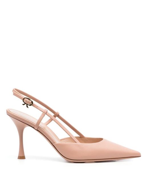 Gianvito Rossi Ribbon Leather Slingback Pumps in Pink | Lyst UK
