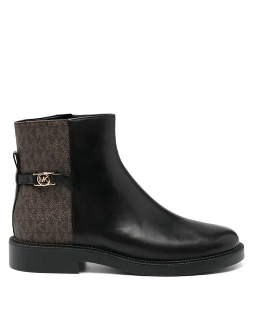 Michael Kors Black Buckle Logo Ankle Boots