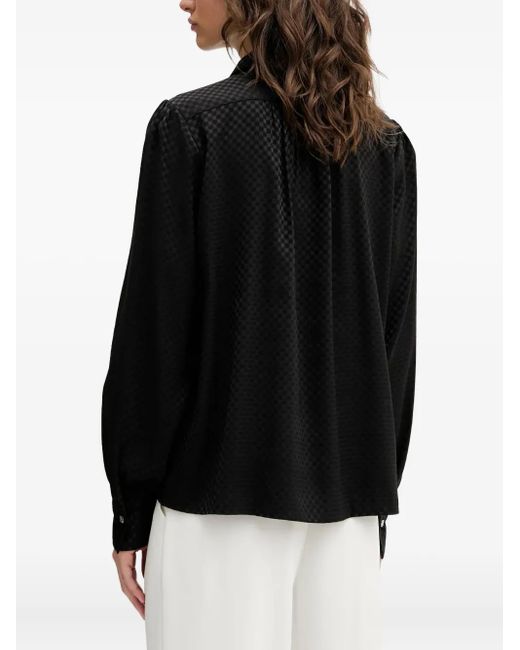 HUGO Black Checked Puff-Sleeve Shirt