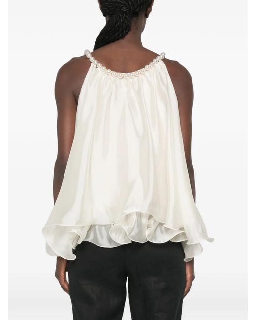 Paperlace White Faux-Pearl Layered Top
