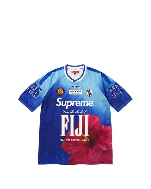 Supreme Blue Graphic-Print Fiji T-Shirt for men