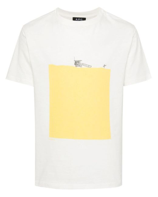 T-shirt con stampa grafica di A.P.C. in Yellow da Uomo