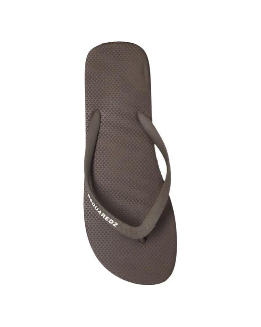 DSquared² Brown Logo-Print Flip-Flops for men