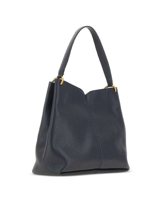 Gianni Chiarini Blue Sandra Grained Leather Shoulder Bag