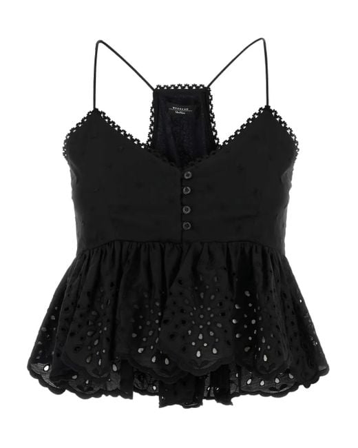 Weekend by Maxmara Broderie Anglaise Top Black