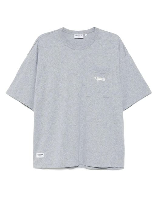 Chocoolate Gray Embroidered Logo T-Shirt for men