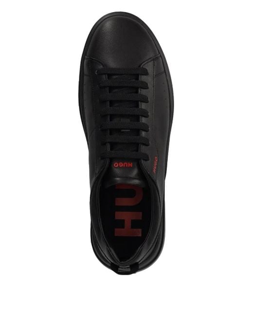 メンズ HUGO レザースニーカー Black