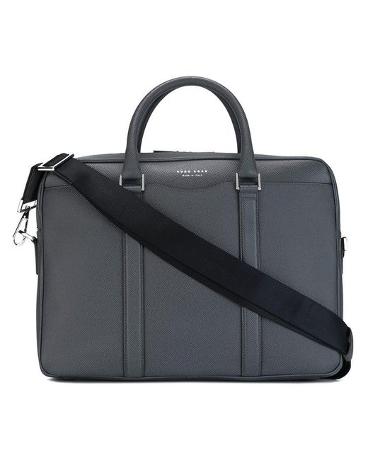 BOSS Gray 'signature S Doc' Briefcase for men