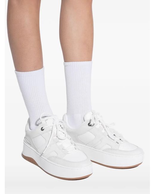 MICHAEL Michael Kors White Ryder Panelled Platform Low-Top Sneakers