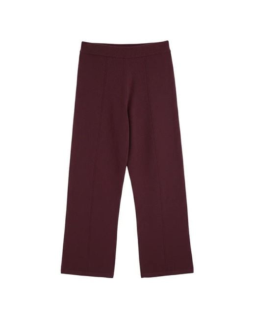 Chinti & Parker Purple Basics Wide-Leg Seam-Detail Track Pants
