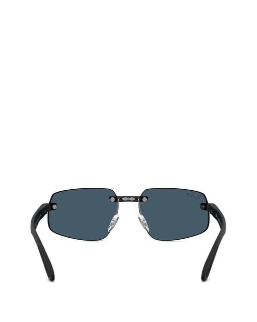 Ray-Ban Blue Rimless Rectangle-Frame Sunglasses