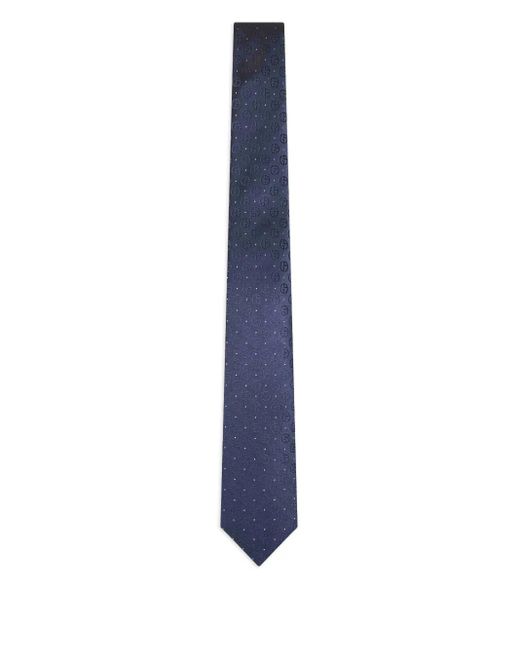 Giorgio Armani Blue Monogram-Pattern Tie for men