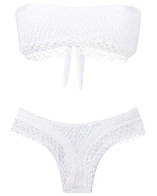 Amir Slama White Tricot-Knit Bikini Set