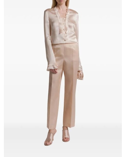 Alberta Ferretti White Ruffled Buttoned Shirt