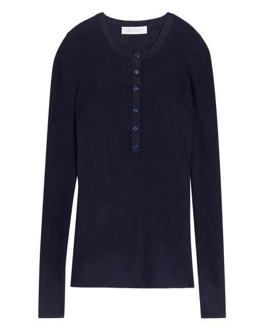Gabriela Hearst Blue Julian Henley Knitted Top