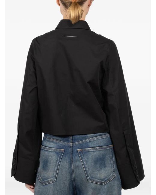 MM6 by Maison Margiela Black Bell-Sleeve Cropped Shirt