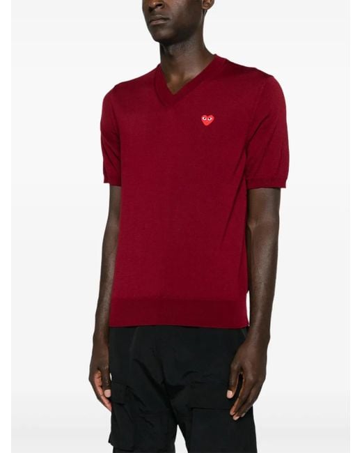 COMME DES GARÇONS PLAY Red Heart-Patch Wool Jumper