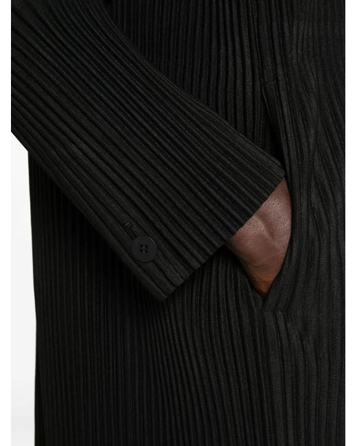 Homme Plissé Issey Miyake Black Plissé-Effect Coat for men