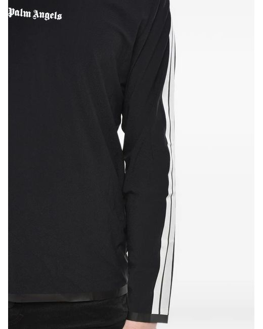 Palm Angels Black Logo-Print Side-Stripe T-Shirt for men