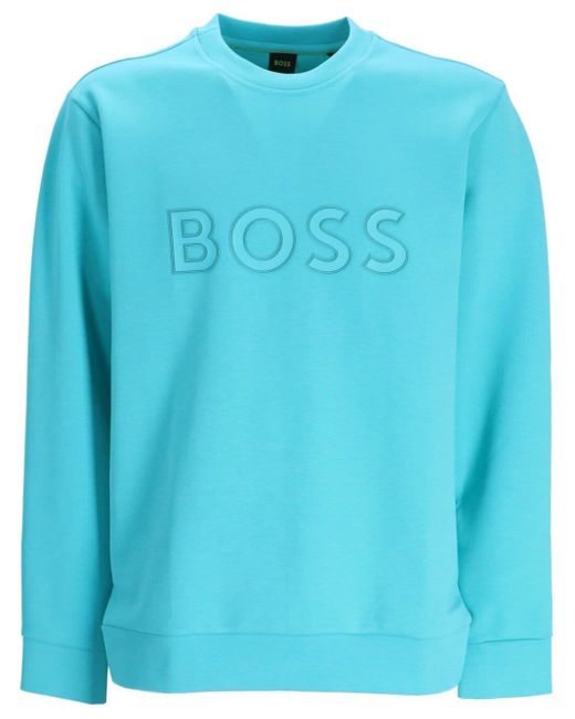 BOSS by HUGO BOSS Salbo Logo-print Sweatshirt in Blue for Men | Lyst