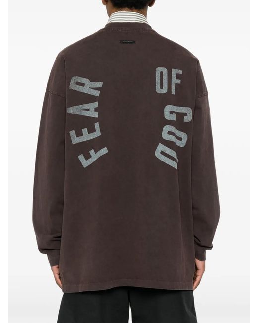 Fear Of God Brown Logo-Print Long-Sleeve T-Shirt for men