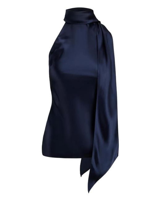 Ralph Lauren Blue Chilton Halterneck Open-Back Top