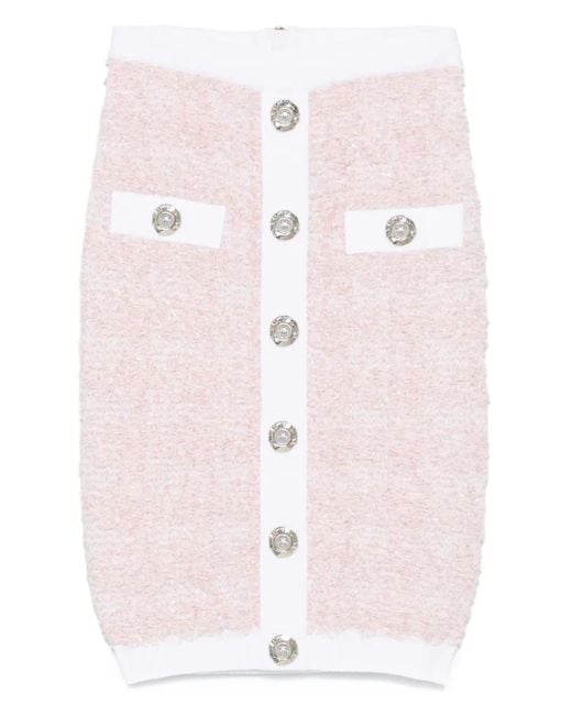 Balmain ツイード ペンシルスカート Pink