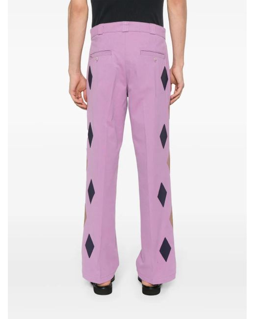 Bluemarble Purple Bead-Embellished Straight Trousers for men