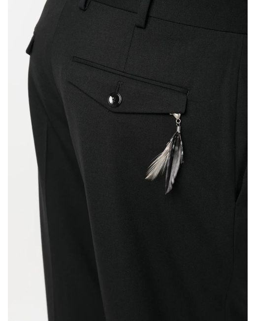 PT Torino Black Charm-Detail Tailored Trousers for men