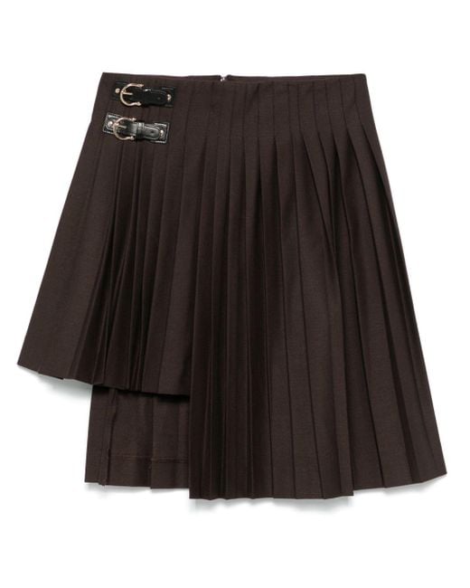 Maje Black Asymmetrical Pleated Mini Skirt