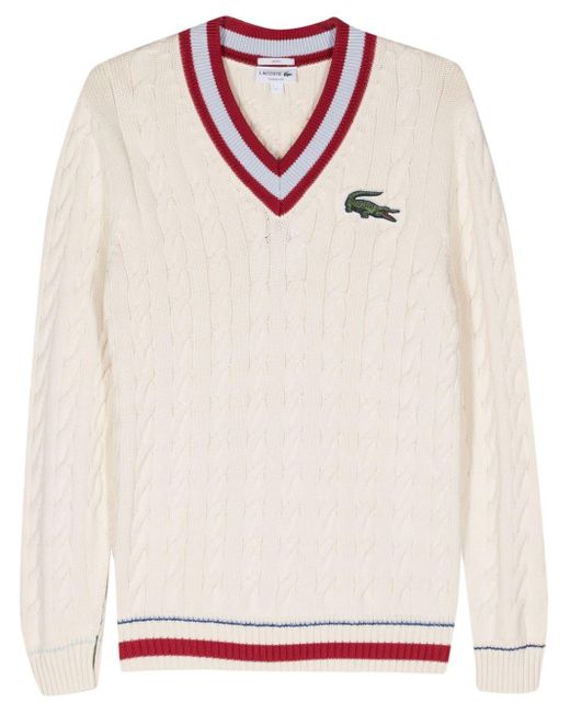 Lacoste Natural Logo-patch Cable-knit Jumper
