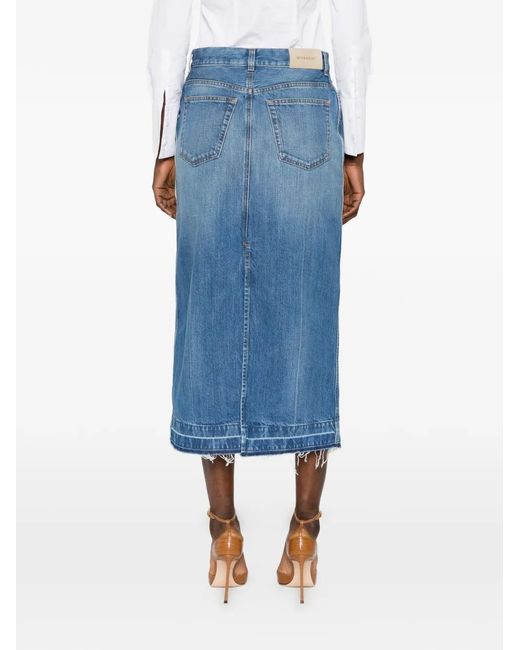 Givenchy Blue Denim Midi Skirt