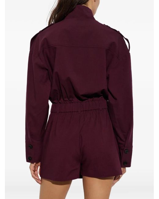 Self-Portrait Purple Tie-Neck Belted Jumpsuit