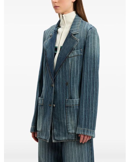 Palm Angels Blue Laser Pinstripe Denim Blazer Light
