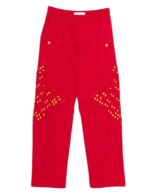 Kiko Kostadinov Red X Fox Lab Perforated Fleece Jogger for men