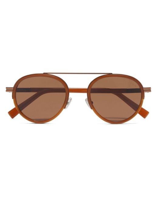Zegna Brown Orizzonte Ii Round-frame Sunglasses for men